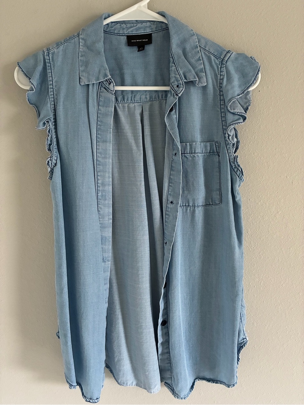 Who What Wear Light Blue Button-Up Top